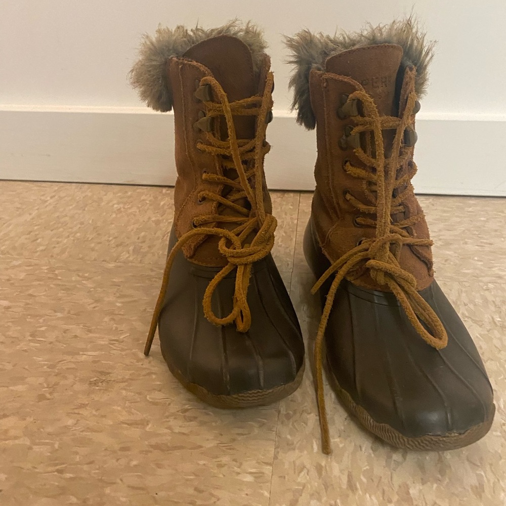 Cozy Brown and Black Fur Duck Boots